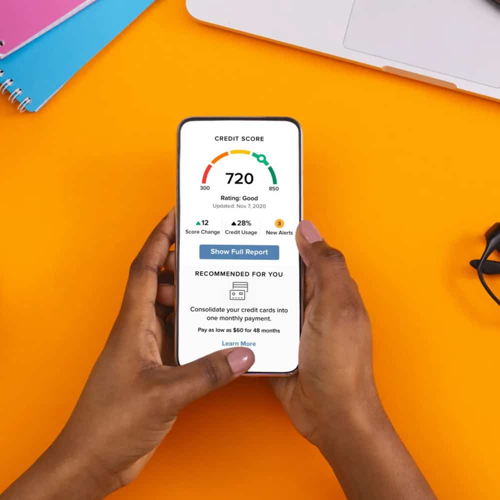 Person looking at their credit score