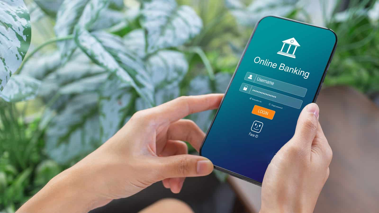 Woman looking at her online banking app